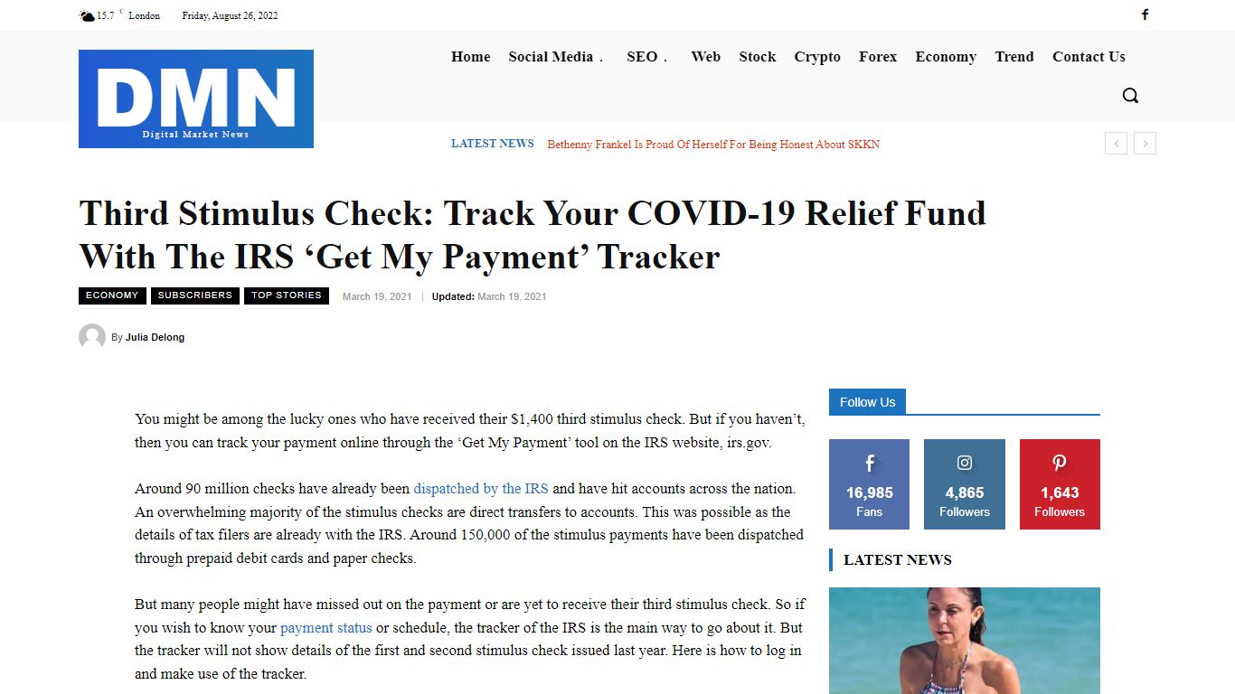 Third Stimulus Check: Track Your COVID-19 Relief Fund With The IRS ‘Get ...